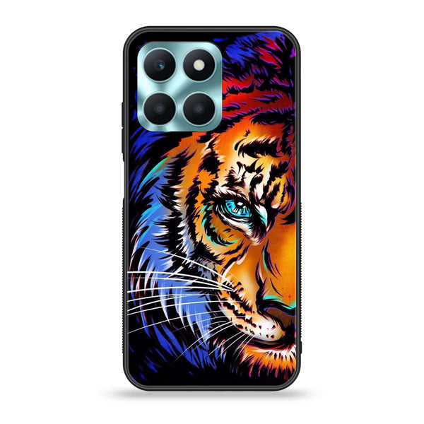 Honor X6a - Tiger Art - Premium Printed Glass soft Bumper Shock Proof Case  CS-30505