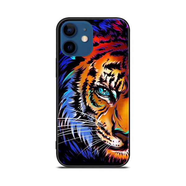 iPhone 12 Mini - Tiger Art - Premium Printed Glass soft Bumper shock Proof Case