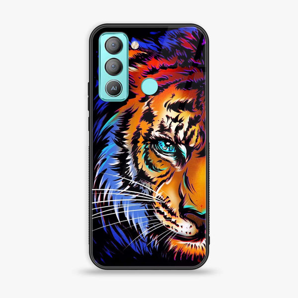 Tecno POP 5 LTE - Tiger Art - Premium Printed Glass soft Bumper Shock Proof Case