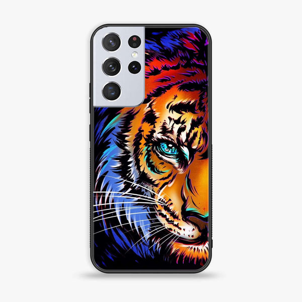 Galaxy S21 Ultra - Tiger Art - Premium Printed Glass soft Bumper Shock Proof Case