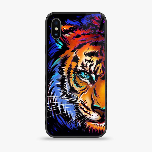 iPhone X/XS - Tiger Art - Premium Printed Glass soft Bumper shock Proof Case