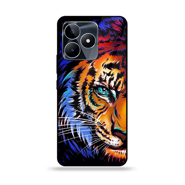 Realme C51 - Tiger Art - Premium Printed Glass soft Bumper Shock Proof Case