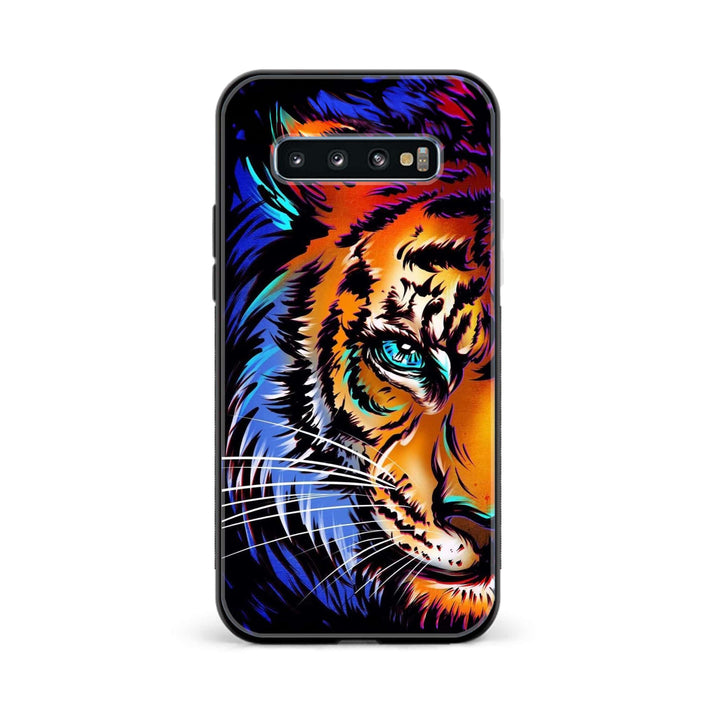 Galaxy S10 Plus - Tiger Art - Premium Printed Glass soft Bumper Shock Proof Case
