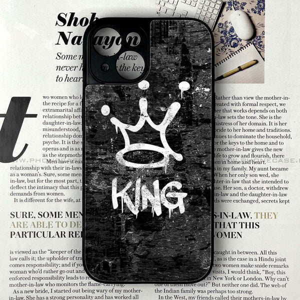 iPhone 13 - King Design 8 - Premium Printed Glass soft Bumper shock Proof Case