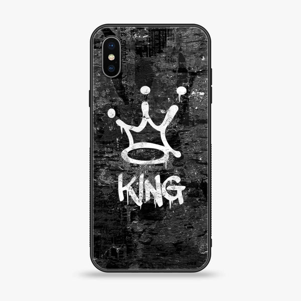 iPhone X/XS - King Design 8 - Premium Printed Glass soft Bumper shock Proof Case