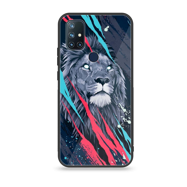 OnePlus Nord N10 - Abstract Animated Lion - Premium Printed Glass soft Bumper Shock Proof Case