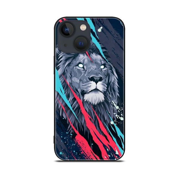 iPhone 14 Plus - Abstract Animated Lion - Premium Printed Glass soft Bumper shock Proof Case
