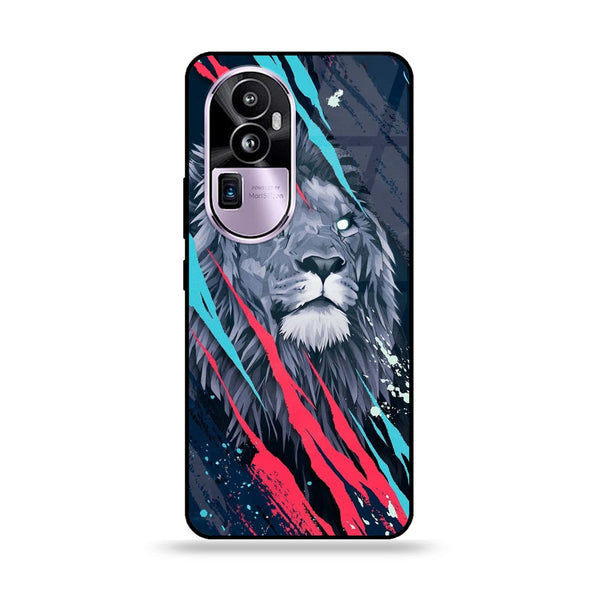 Oppo Reno 10 Pro Plus - Abstract Animated Lion - Premium Printed Glass soft Bumper Shock Proof Case