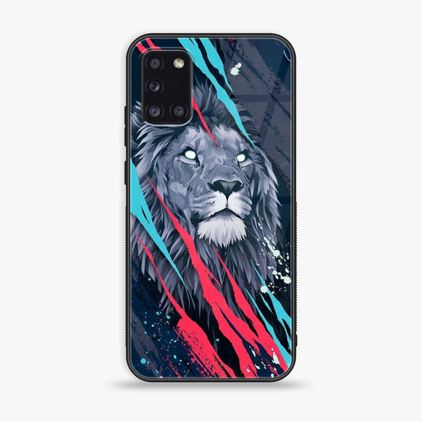 Samsung Galaxy A31 - Abstract Animated Lion - Premium Printed Glass soft Bumper Shock Proof Case CS-6173