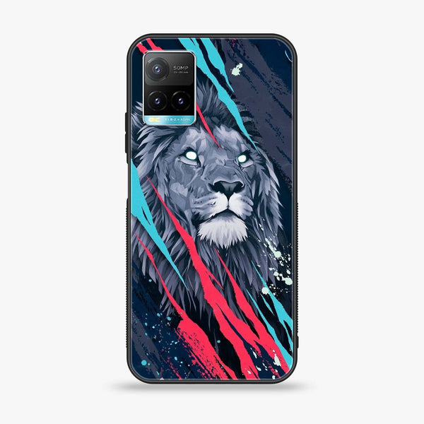 Vivo Y21a - Abstract Animated Lion - Premium Printed Glass soft Bumper Shock Proof Case