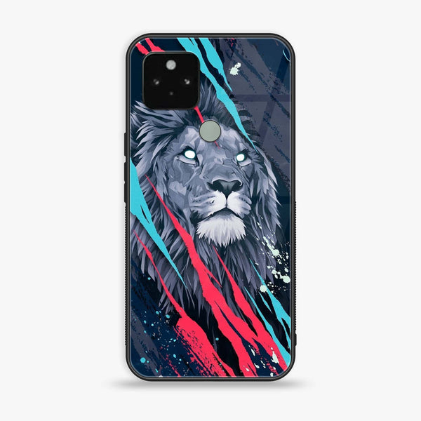 Google Pixel 5a - Abstract Animated Lion - Premium Printed Glass soft Bumper Shock Proof Case