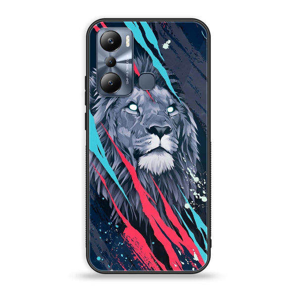 Infinix Hot 20i - Abstract Animated Lion - Premium Printed Glass soft Bumper Shock Proof Case