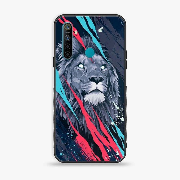 Realme 5 - Abstract Animated Lion - Premium Printed Glass soft Bumper Shock Proof Case