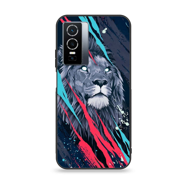 Vivo Y76 5g - Abstract Animated Lion  - Premium Printed Glass soft Bumper shock Proof Case