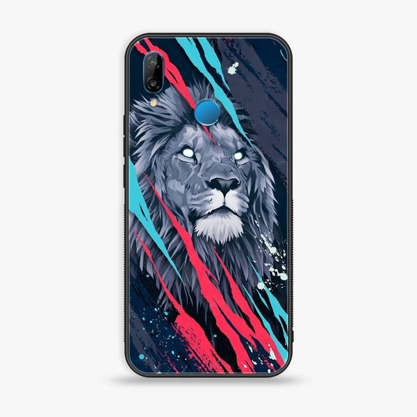 Huawei P20 lite - Abstract Animated Lion - Premium Printed Glass soft Bumper Shock Proof Case