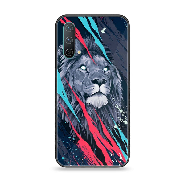 OnePlus Nord CE 5G - Abstract Animated Lion - Premium Printed Glass soft Bumper Shock Proof Case