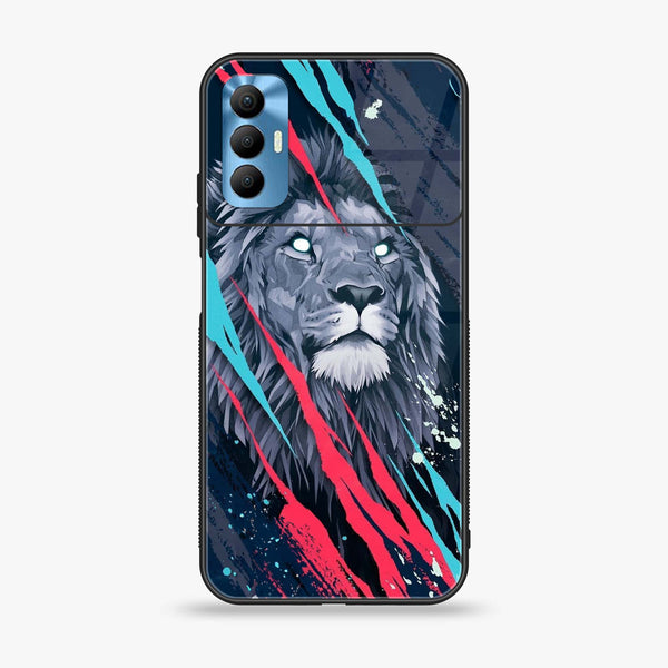 Tecno Spark 8 Pro - Abstract Animated Lion - Premium Printed Glass soft Bumper Shock Proof Case