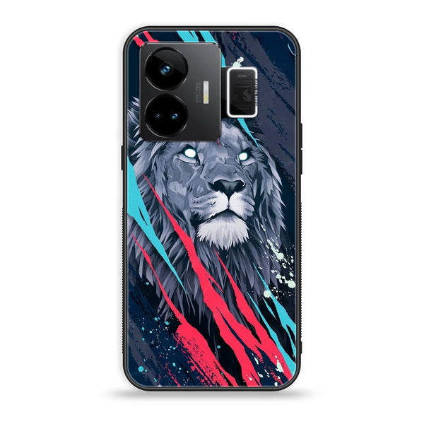 Realme GT3 - Abstract Animated Lion - Premium Printed Glass soft Bumper Shock Proof Case
