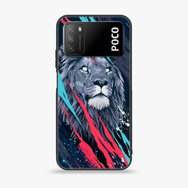 Xiaomi Poco M3 - Abstract Animated Lion - Premium Printed Glass soft Bumper Shock Proof Case