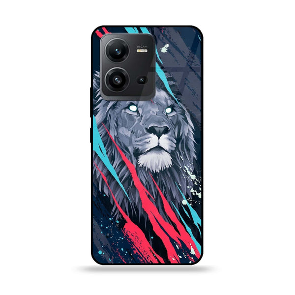 Vivo V25 5G - Abstract Animated Lion - Premium Printed Glass soft Bumper Shock Proof Case
