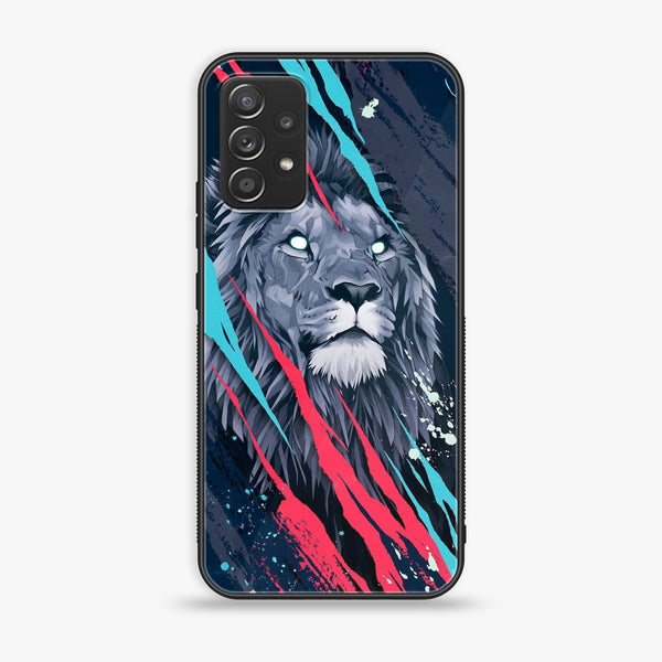 Samsung Galaxy A52s 5G - Abstract Animated Lion - Premium Printed Glass soft Bumper Shock Proof Case