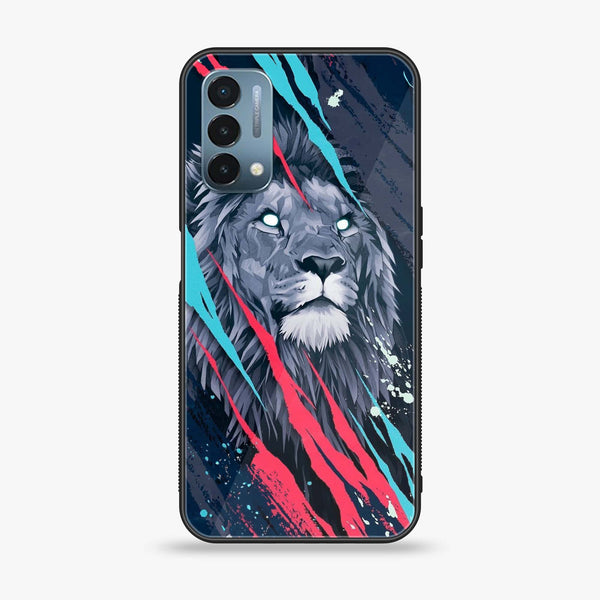 OnePlus Nord N200 5G - Abstract Animated Lion - Premium Printed Glass soft Bumper Shock Proof Case