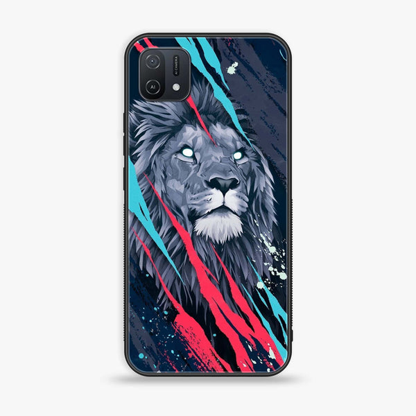 OPPO A16e - Abstract Animated Lion - Premium Printed Glass soft Bumper Shock Proof Case