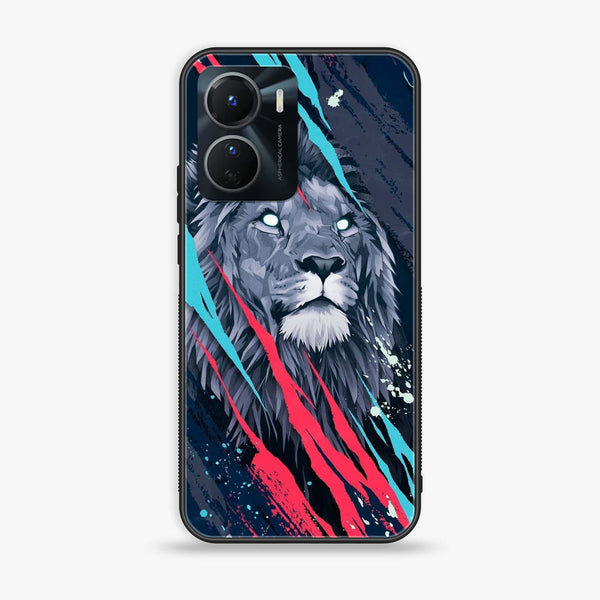Vivo Y16 - Abstract Animated Lion - Premium Printed Glass soft Bumper Shock Proof Case