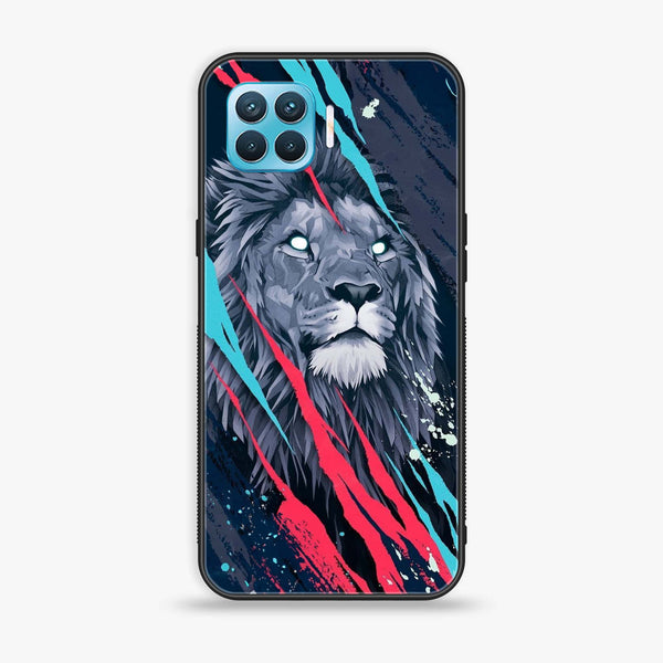 Oppo F17 Pro - Abstract Animated Lion - Premium Printed Glass soft Bumper Shock Proof Case