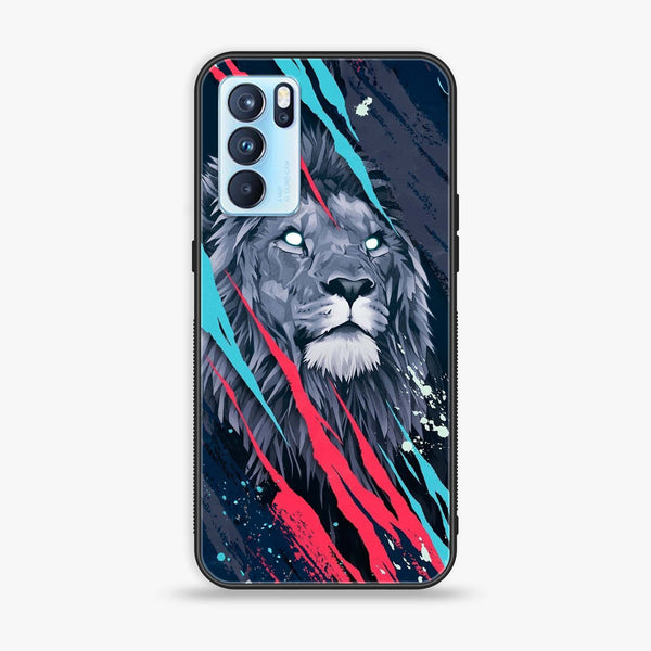 Oppo Reno 6 Pro - Abstract Animated Lion - Premium Printed Glass soft Bumper Shock Proof Case