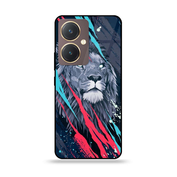 Vivo Y27 - Abstract Animated Lion  - Premium Printed Glass soft Bumper shock Proof Case