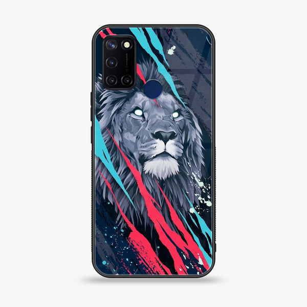 Realme 7i - Abstract Animated Lion - Premium Printed Glass soft Bumper Shock Proof Case