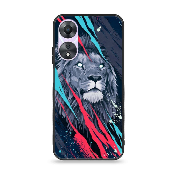 Oppo A58 - Abstract Animated Lion - Premium Printed Glass soft Bumper Shock Proof Case
