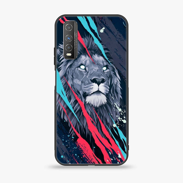 Vivo Y51s - Abstract Animated Lion - Premium Printed Glass soft Bumper Shock Proof Case