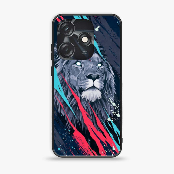 Tecno Spark 10C - Abstract Animated Lion  - Premium Printed Glass soft Bumper shock Proof Case