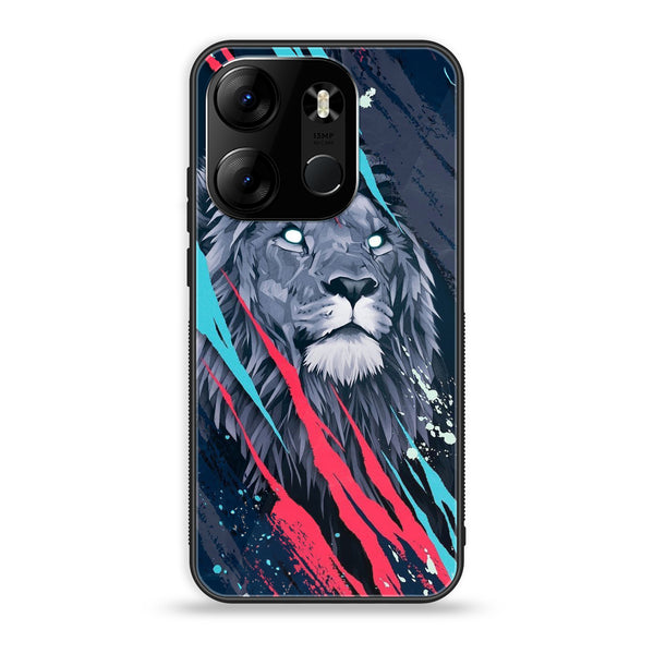 Tecno Spark Go 2023 - Abstract Animated Lion - Premium Printed Glass soft Bumper Shock Proof Case