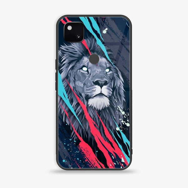 Google Pixel 4A - Abstract Animated Lion  - Premium Printed Glass soft Bumper shock Proof Case