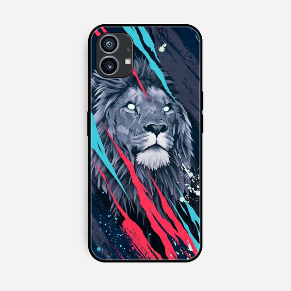 Nothing Phone (1) - Abstract Animated Lion - Premium Printed Glass soft Bumper Shock Proof Case