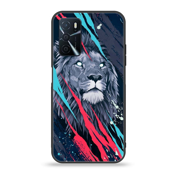 OPPO A16 - Abstract Animated Lion - Premium Printed Glass soft Bumper Shock Proof Case