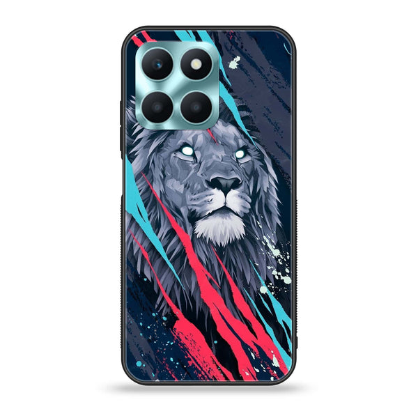 Honor X6a - Abstract Animated Lion - Premium Printed Glass soft Bumper Shock Proof Case