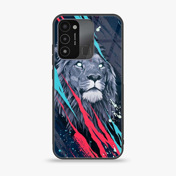 Tecno Spark 8C - Abstract Animated Lion - Premium Printed Glass soft Bumper Shock Proof Case