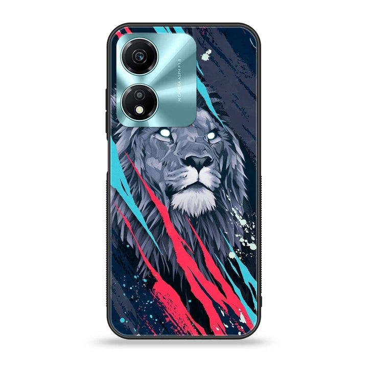 Honor X5 Plus - Abstract Animated Lion - Premium Printed Glass soft Bumper Shock Proof Case