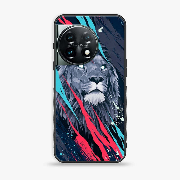 OnePlus 11 5G - Abstract Animated Lion - Premium Printed Glass soft Bumper Shock Proof Case