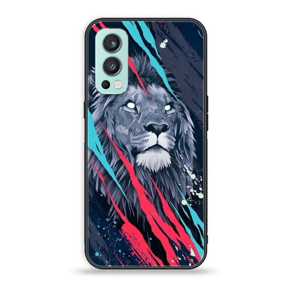 OnePlus Nord 2 5G - Abstract Animated Lion - Premium Printed Glass soft Bumper Shock Proof Case