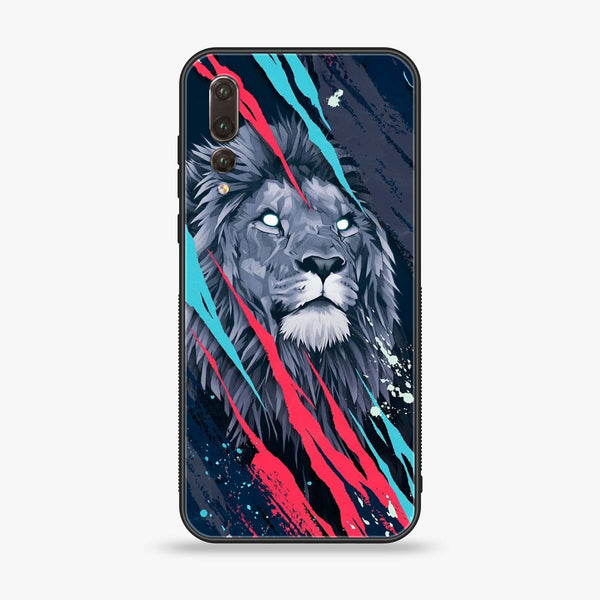 Huawei P20 Pro - Abstract Animated Lion - Premium Printed Glass soft Bumper Shock Proof Case