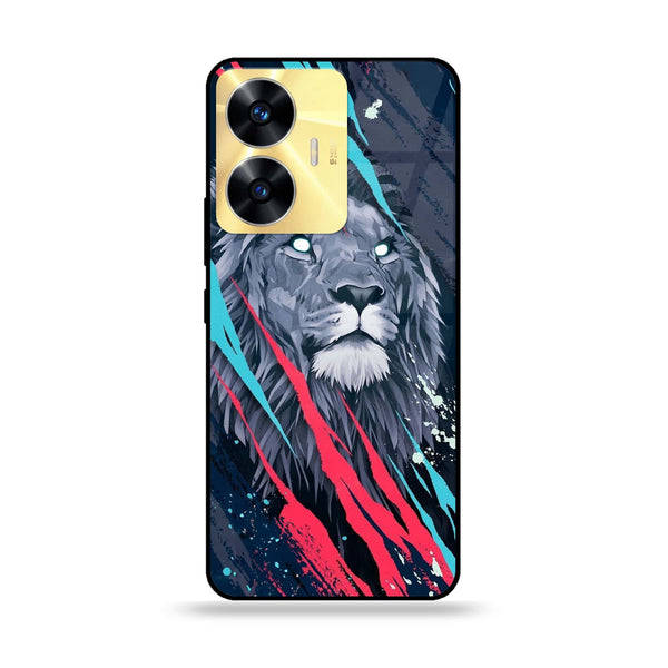 Realme C55 - Abstract Animated Lion - Premium Printed Glass soft Bumper Shock Proof Case