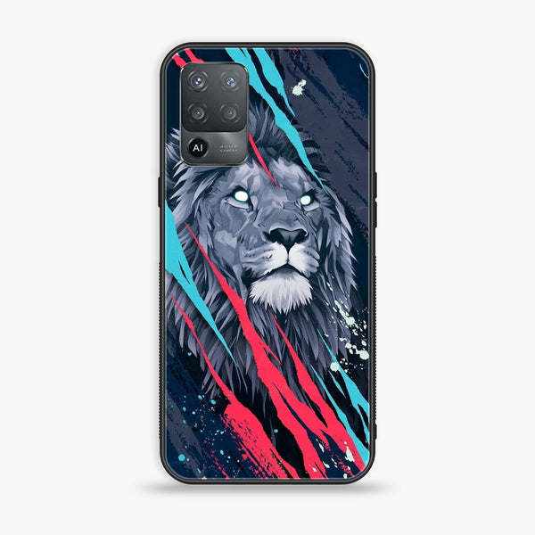 Oppo F19 Pro - Abstract Animated Lion - Premium Printed Glass soft Bumper Shock Proof Case