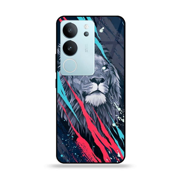Vivo V29 - Abstract Animated Lion - Premium Printed Glass soft Bumper Shock Proof Case