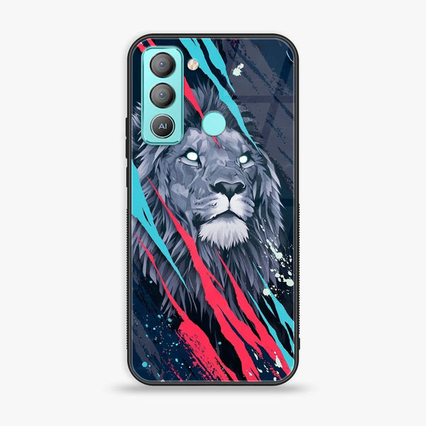 Tecno POP 5 LTE - Abstract Animated Lion - Premium Printed Glass soft Bumper Shock Proof Case