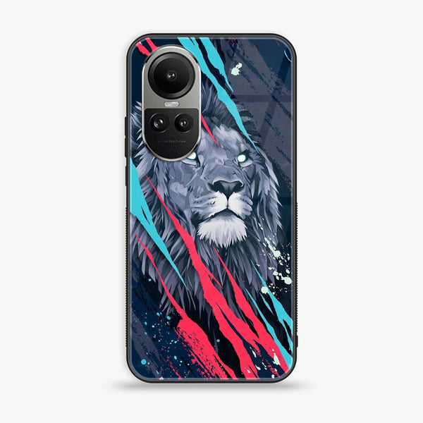OPPO Reno 10 - Abstract Animated Lion - Premium Printed Glass soft Bumper Shock Proof Case